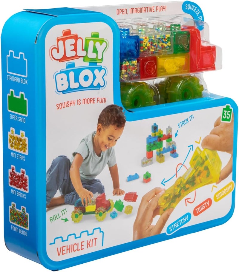 Jelly Blox Goliath Jelly Blox Vrooom! Truck Kit, 35 Piece Toddler & Preschool Building Blocks, Ouch-Free Tactile & Sensory Play Fidget Toy, Stackable, Squishable & Stretchable Blocks for Boys & Girls Aged 2+ - Image 2